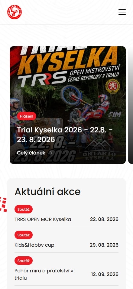 Český trial — mobilní verze