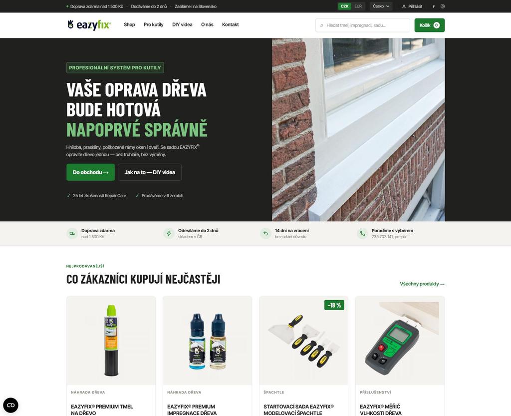 EAZYFIX — e-shop produktů na opravu dřeva