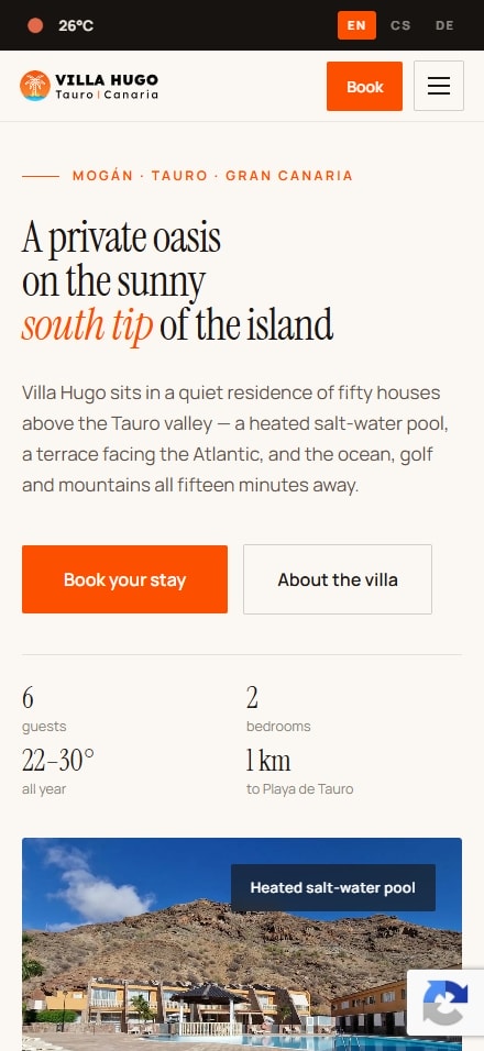 Villa Hugo Tauro — mobilní verze